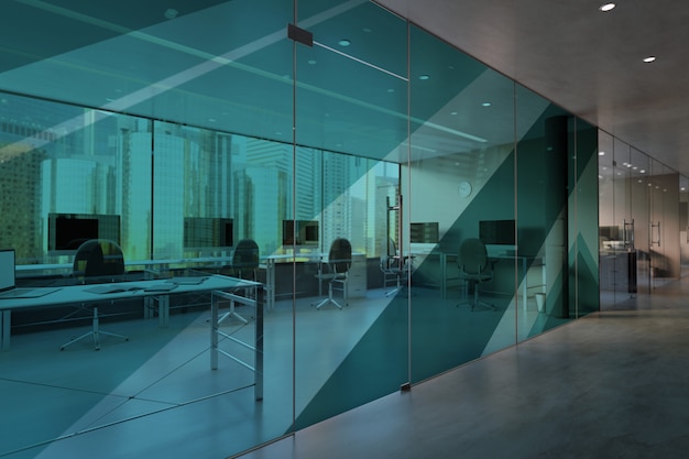 Glass office room wall mockup Premium Photo