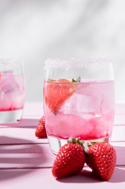 Free Photo | Glass with cold strawberry flavor drink