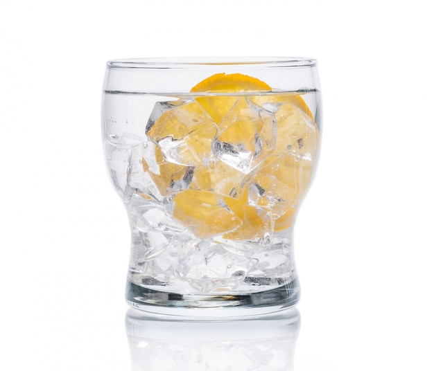 Premium Photo Glass With Cold Water With Ice And Lemon 6270