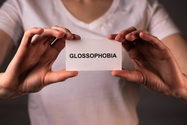 Premium Photo | Glossophobia Inscription Fear And Phobia Of Public Speaking