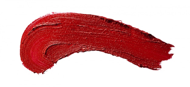 Premium Photo | Glossy red lipstick stain swatch isolated on white