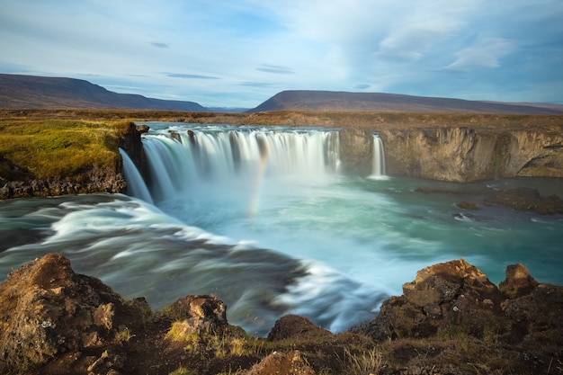 Premium Photo | Godafoss waterfall (iceland). famous tourist ...