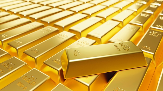 Premium Photo | Gold bars background 3d render