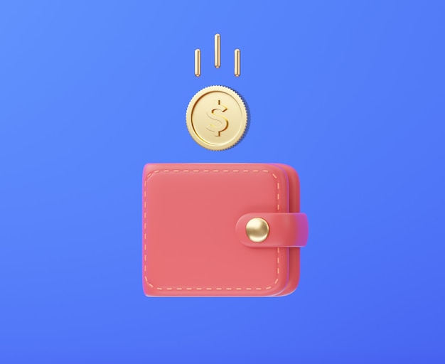 Premium Photo | Gold coin falling in wallet ecommerce cash back concept