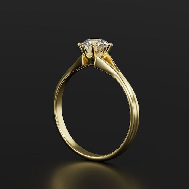 Premium Photo | Gold diamond ring isolated on black background 3d rendering