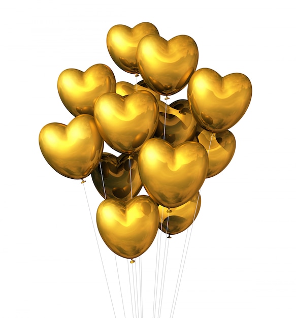 Premium Photo | Gold heart shaped balloons isolated on white