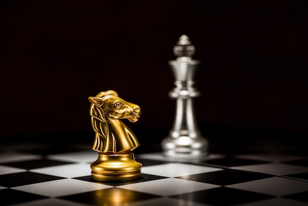 Gold knight chess checkmate silver king chess, business strategy ...