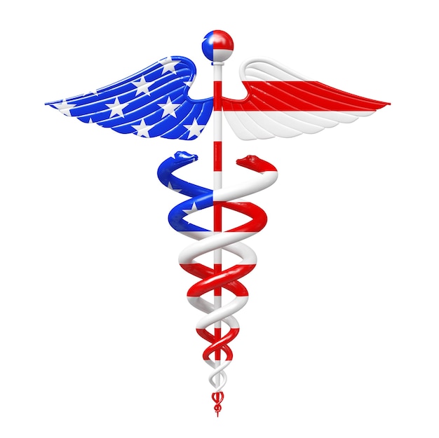 Premium Photo | Gold medical caduceus symbol as united states of ...