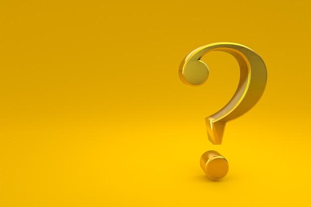 Premium Photo Gold Question Mark Sign Minimal On Yellow Background