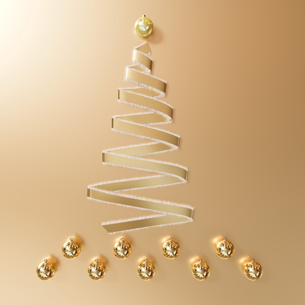 Gold Ribbon Christmas Day Decoration Objects Shape By Christmas