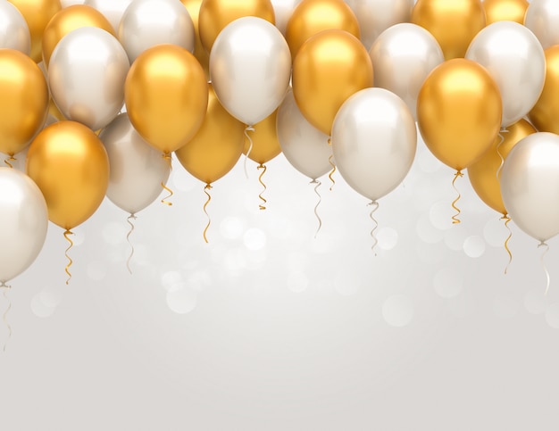 Gold and silver balloons background | Premium Photo