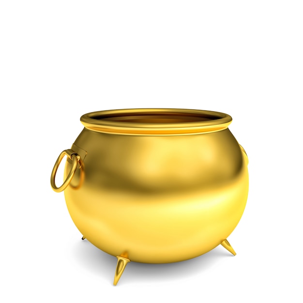  Golden  3d pot  Premium Photo