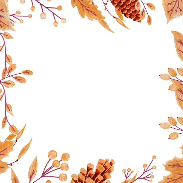 Golden autumn leaves and berries Premium Photo