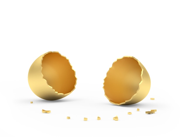 Premium Photo | Golden broken empty eggshell