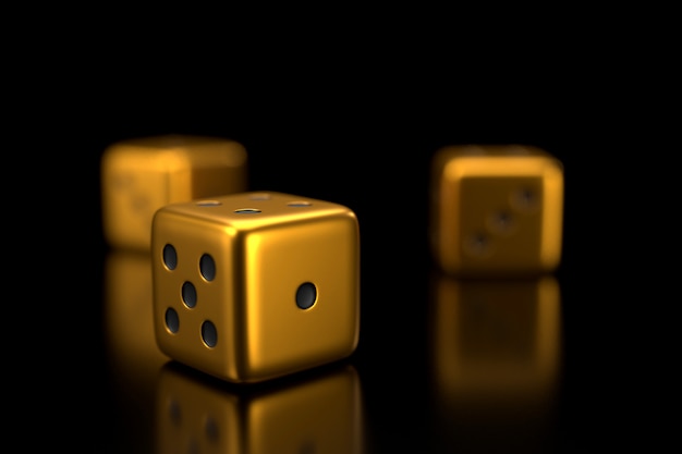 Premium Photo | Golden dice. 3d rendering.