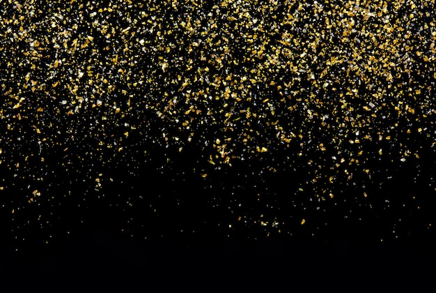 Premium Photo | Golden glitter texture on black abstract wall