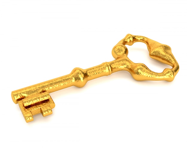 Premium Photo | Golden key isolated on a white background.