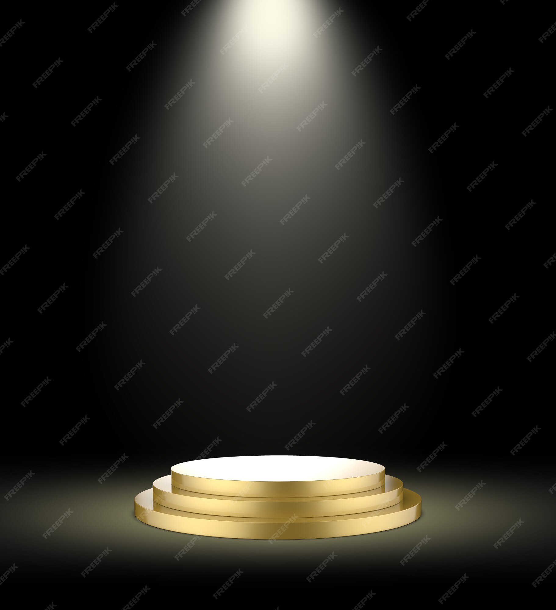 Premium Photo | Golden podium on a dark background with spotlight