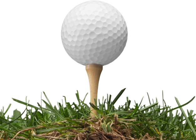 白い背景で隔離のゴルフボール スポーツとレクリエーションの概念 プレミアム写真