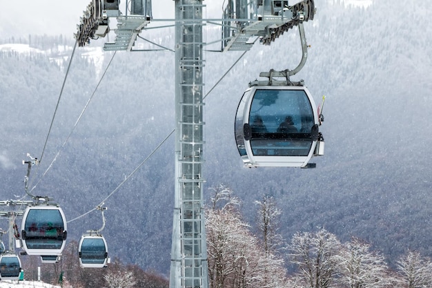 Premium Photo Gondola Lifts On Ski Resort In The Winter Mountains