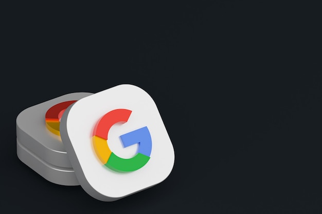 Premium Photo | Google application logo 3d rendering on black background