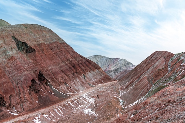 Premium Photo | Gorgeous striped red mountains at winter