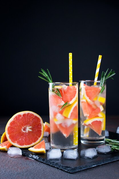 Premium Photo | Grapefruit Lemonade. Two Glasses Of Refreshing Drink ...