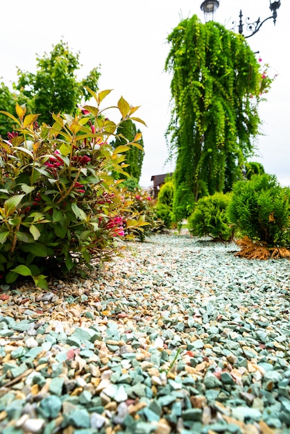 Premium Photo Gravel And Stones In The Decoration Of Flower Beds In Landscape Design