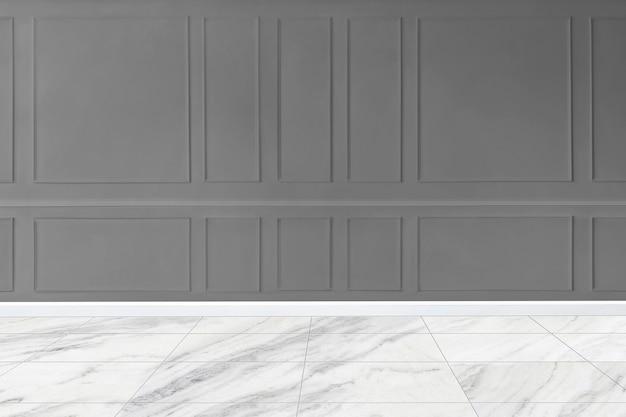 Download Free Photo Gray Patterned Wall Mockup With Marble Floor