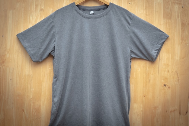 Download Premium Photo | Gray short sleeve t-shirt plain round neck ...