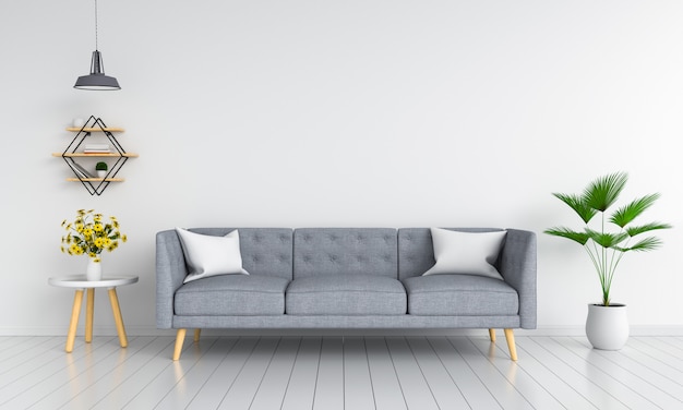 Download Gray sofa in living room for mockup | Premium Photo