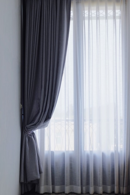 Premium Photo | Gray and white see through curtains, curtain interior