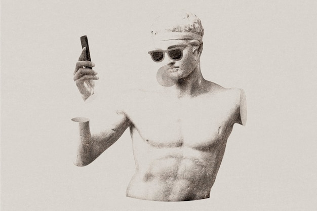 リソグラフ効果のあるギリシャの彫像リミックスメディア 無料の写真