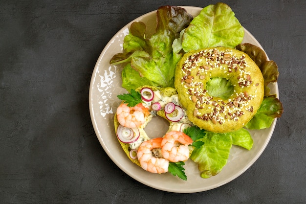 Download Free Green Bagel With Cheese And Shrimp Premium Photo Use our free logo maker to create a logo and build your brand. Put your logo on business cards, promotional products, or your website for brand visibility.
