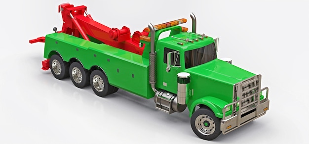 Premium Photo | Green cargo tow truck to transport other big trucks or ...