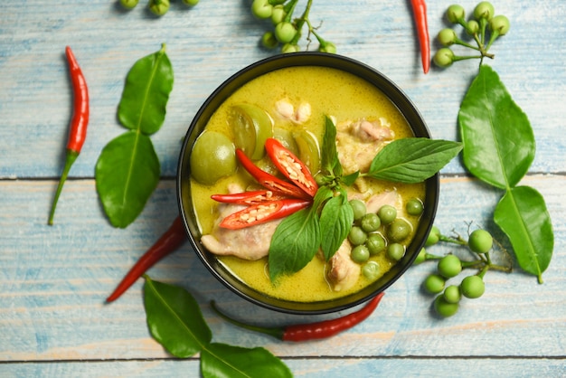 Premium Photo | Green curry chicken cuisine asian food on the table ...