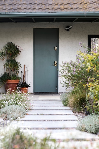 Premium Photo | Green front door exterior decor