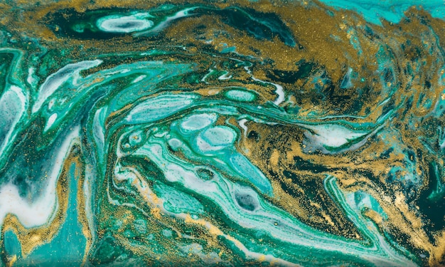 Green and gold marbling background. golden powder marble liquid texture ...