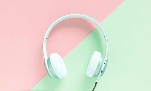 Green headphones on