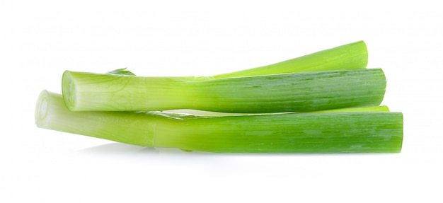 Premium Photo | Green onion slice on white background