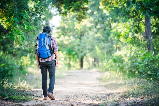 Premium Photo | Green outdoors hike backpack sitting