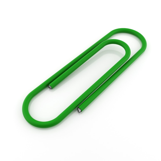 Premium Photo Green Paper Clip On White