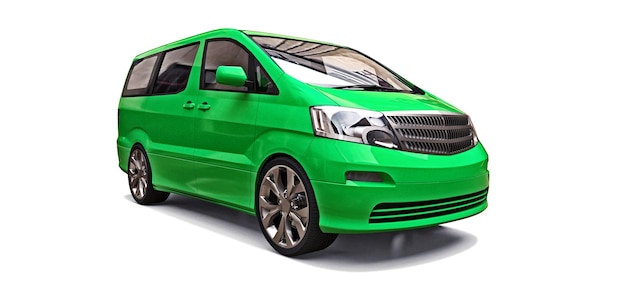 Premium Photo | Green small minivan for transportation of people on a ...