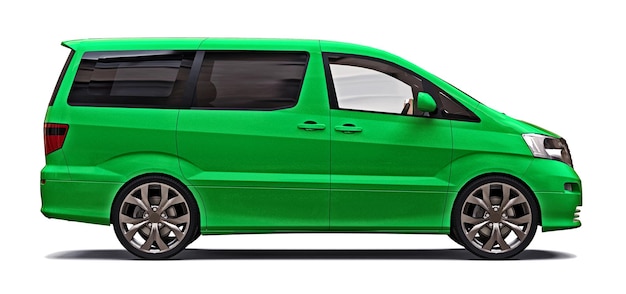 Premium Photo | Green small minivan for transportation of people on a ...