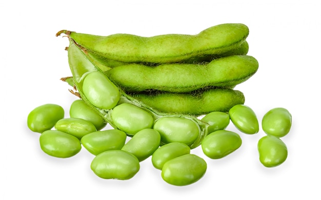 Premium Photo | Green soy bean isolated on white background