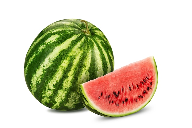 Premium Photo | Green-striped watermelon isolated on white background