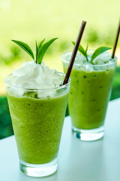 Premium Photo | Green tea smoothies