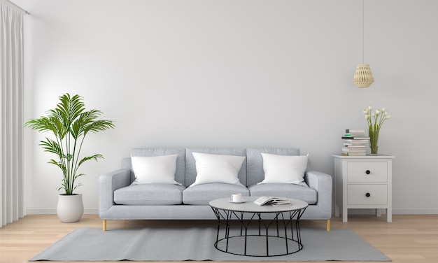 Premium Photo | Grey sofa in white living room