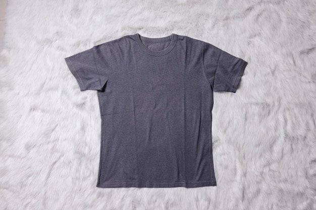 Premium Photo | Grey tshirt mockup on grey background flat lay tee template