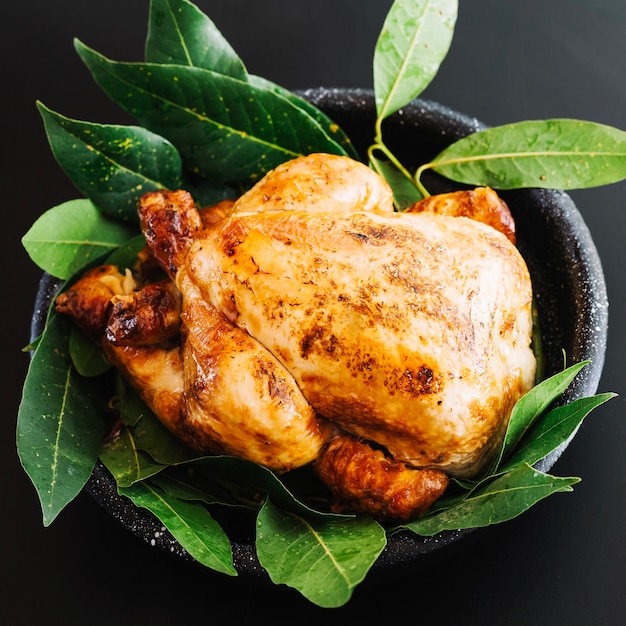 Grilled chicken and bay leaves Photo Free Download